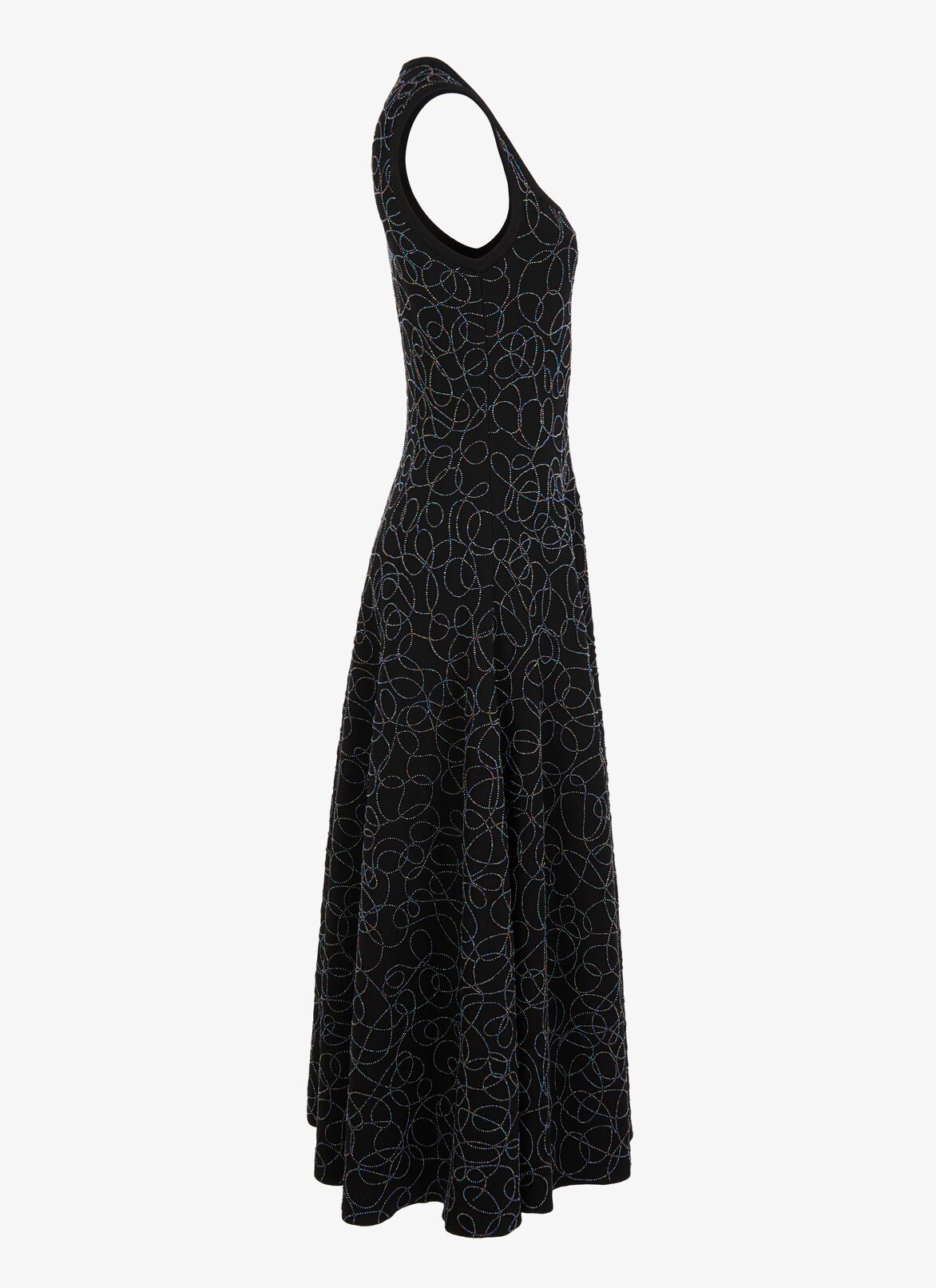 EMBROIDERED SLEEVELESS DRESS RAINBOW LAINE BRODE BLACK ALAÏA BLACK  EMBROIDERED SLEEVELESS DRESS RAINBOW LAINE BRODE BLACK